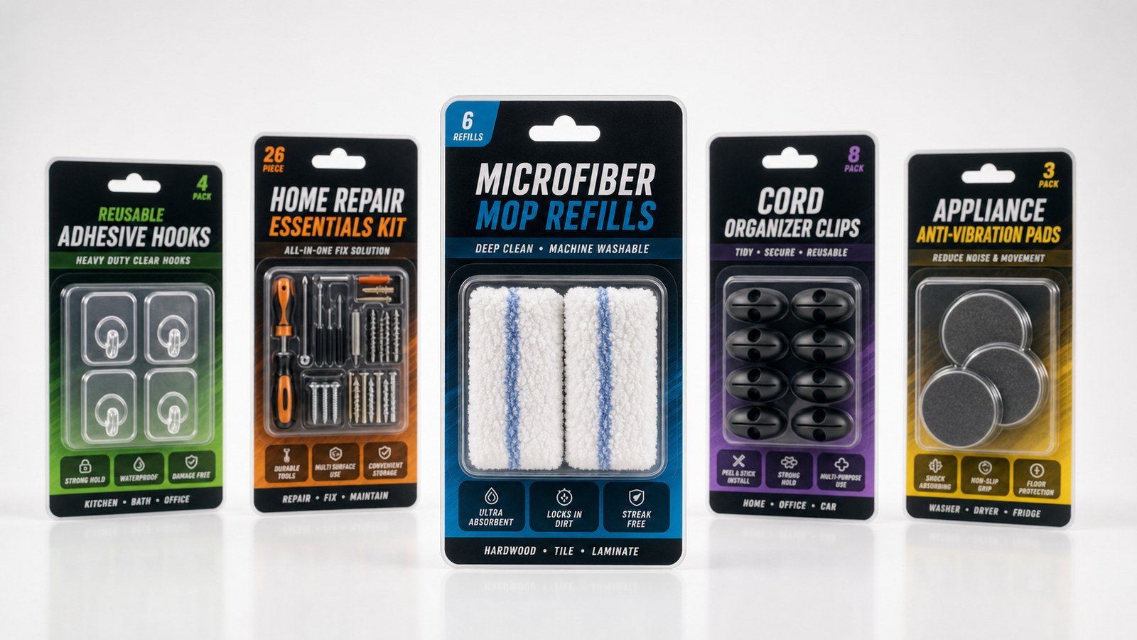 Household and consumer goods in retail blister packaging