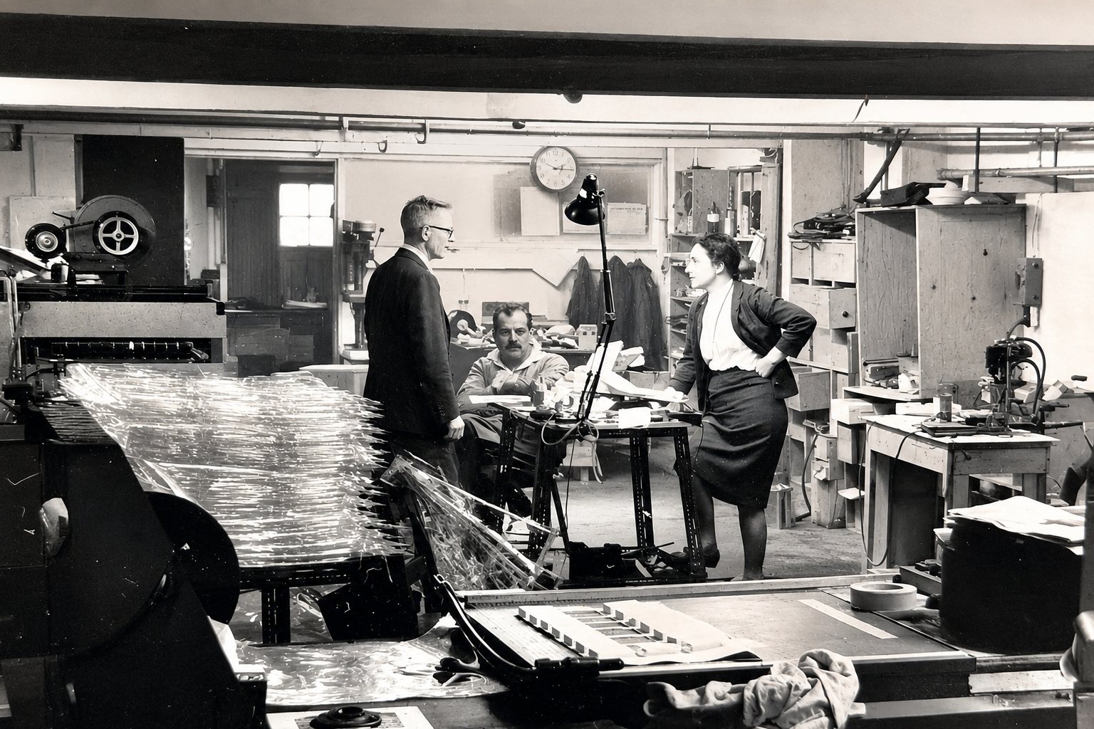 Powerpak family archive workshop photo with early packaging partners