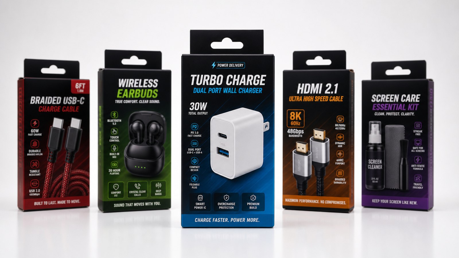 Retail electronics folding carton packaging examples